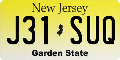 NJ license plate J31SUQ