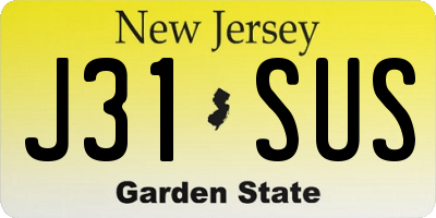 NJ license plate J31SUS