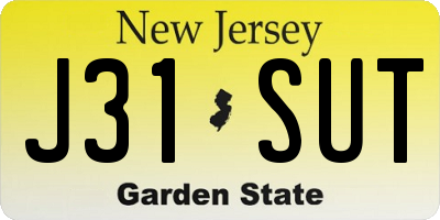 NJ license plate J31SUT