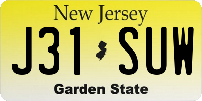 NJ license plate J31SUW