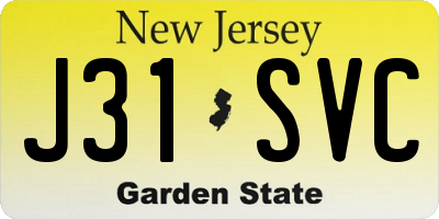 NJ license plate J31SVC