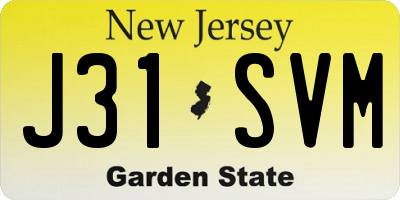NJ license plate J31SVM