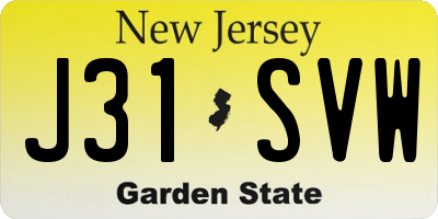 NJ license plate J31SVW