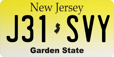 NJ license plate J31SVY