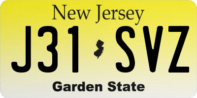 NJ license plate J31SVZ