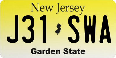 NJ license plate J31SWA