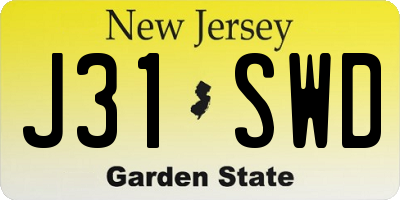 NJ license plate J31SWD