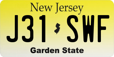 NJ license plate J31SWF