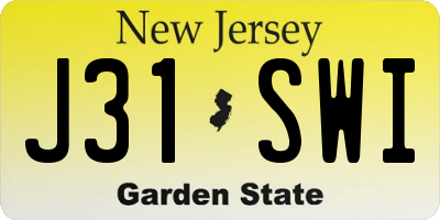 NJ license plate J31SWI
