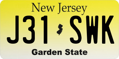 NJ license plate J31SWK