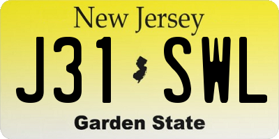 NJ license plate J31SWL