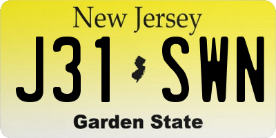 NJ license plate J31SWN