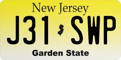 NJ license plate J31SWP