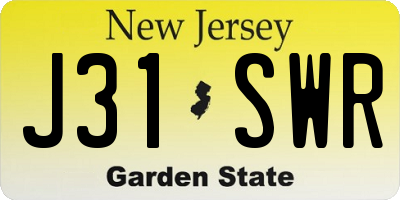 NJ license plate J31SWR