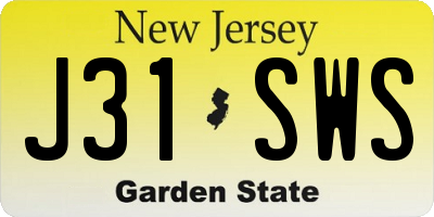 NJ license plate J31SWS