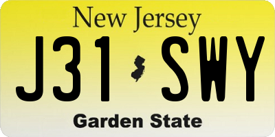 NJ license plate J31SWY