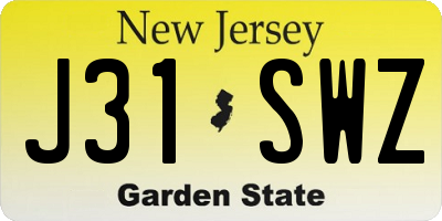 NJ license plate J31SWZ