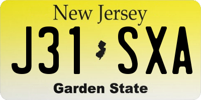 NJ license plate J31SXA