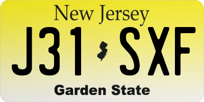 NJ license plate J31SXF