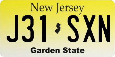 NJ license plate J31SXN