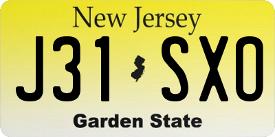 NJ license plate J31SXO