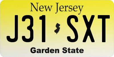 NJ license plate J31SXT