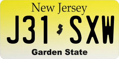 NJ license plate J31SXW