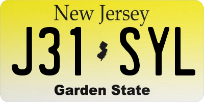 NJ license plate J31SYL