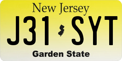 NJ license plate J31SYT