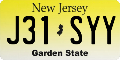 NJ license plate J31SYY
