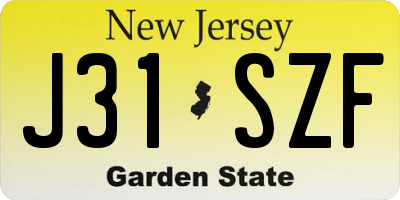 NJ license plate J31SZF
