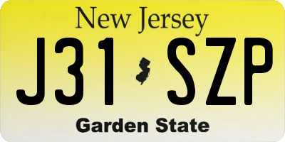 NJ license plate J31SZP
