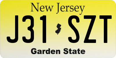 NJ license plate J31SZT