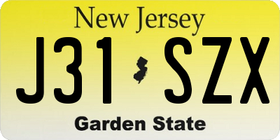 NJ license plate J31SZX