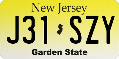 NJ license plate J31SZY