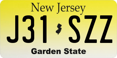 NJ license plate J31SZZ
