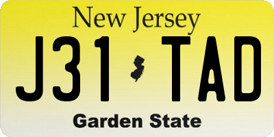 NJ license plate J31TAD