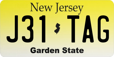 NJ license plate J31TAG