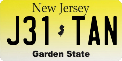 NJ license plate J31TAN