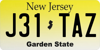 NJ license plate J31TAZ