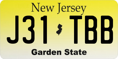 NJ license plate J31TBB