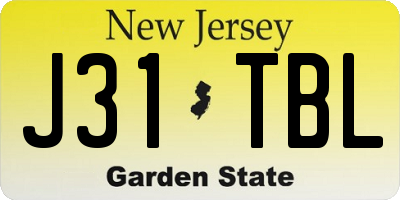 NJ license plate J31TBL