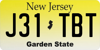 NJ license plate J31TBT