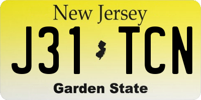 NJ license plate J31TCN