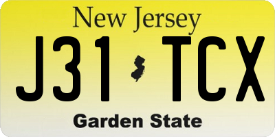 NJ license plate J31TCX
