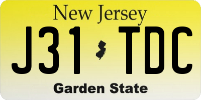 NJ license plate J31TDC