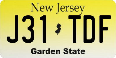 NJ license plate J31TDF