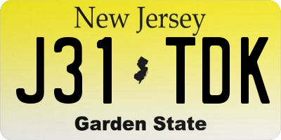 NJ license plate J31TDK