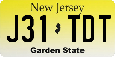 NJ license plate J31TDT