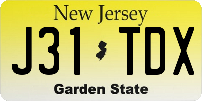 NJ license plate J31TDX